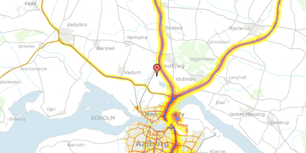 Trafikstøjkort på Teglværksvej 1, 9400 Nørresundby