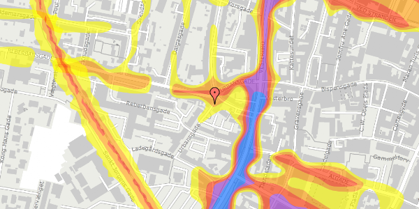 Trafikstøjkort på Urbansgade 30, 3. tv, 9000 Aalborg