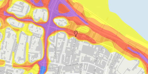 Trafikstøjkort på Ved Stranden 17, 3. tv, 9000 Aalborg