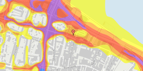 Trafikstøjkort på Ved Stranden 22, 5. th, 9000 Aalborg