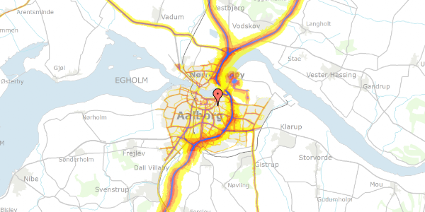 Trafikstøjkort på Vendsysselgade 9, 1. th, 9000 Aalborg