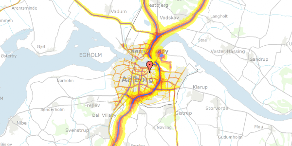 Trafikstøjkort på Vendsysselgade 15, 1. tv, 9000 Aalborg