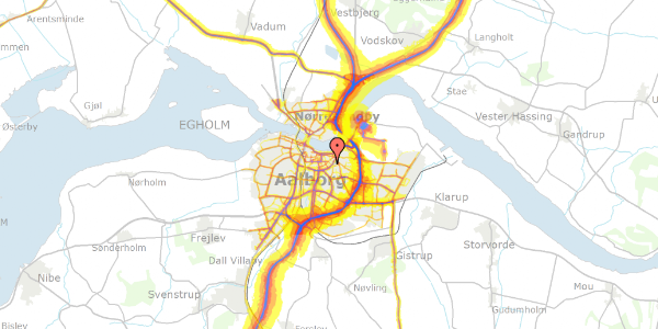 Trafikstøjkort på Vendsysselgade 16, 1. th, 9000 Aalborg