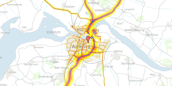 Trafikstøjkort på Vendsysselgade 19, 3. th, 9000 Aalborg