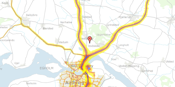 Trafikstøjkort på Vestbjerg Kærvej 16, 9380 Vestbjerg