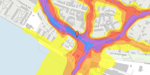 Trafikstøjkort på Vesterbrogade 2B, 1. th, 9400 Nørresundby