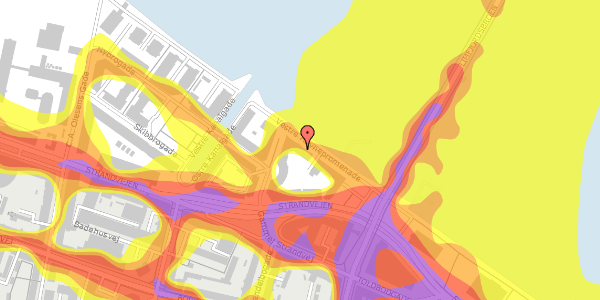 Trafikstøjkort på Vestre Havnepromenade 3, 1. th, 9000 Aalborg