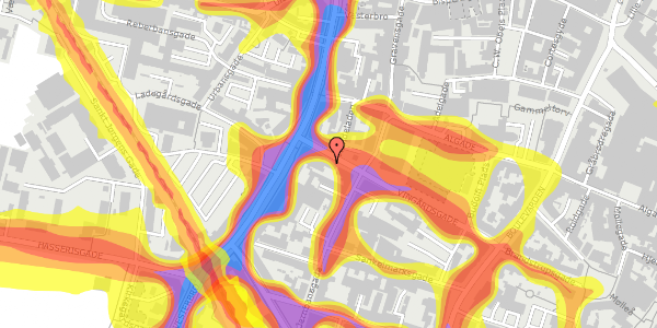 Trafikstøjkort på Vingårdsgade 23, 3. th, 9000 Aalborg