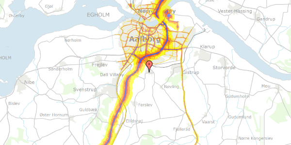 Trafikstøjkort på Vissehøj 1, 9210 Aalborg SØ