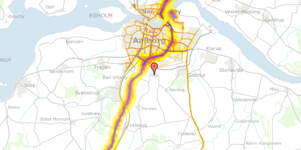 Trafikstøjkort på Vissehøj 6, 9210 Aalborg SØ