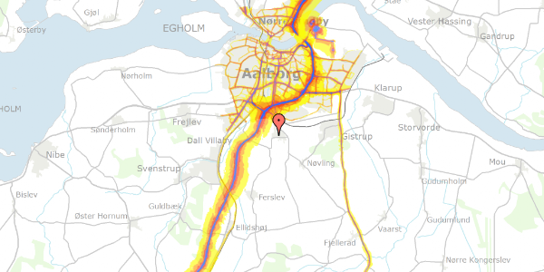 Trafikstøjkort på Vissehøj 9, 9210 Aalborg SØ