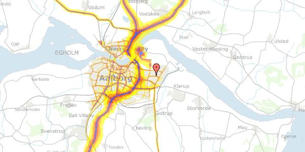 Trafikstøjkort på Ølandvej 34, 9220 Aalborg Øst