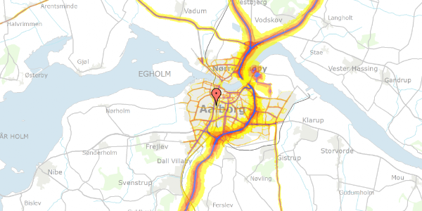 Trafikstøjkort på Ørstedsvej 43, st. tv, 9000 Aalborg