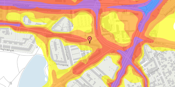 Trafikstøjkort på Østerbro 98, 1. th, 9000 Aalborg