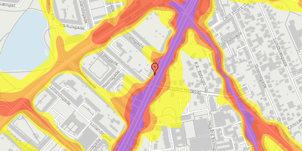 Trafikstøjkort på Østre Alle 28, 1. tv, 9000 Aalborg