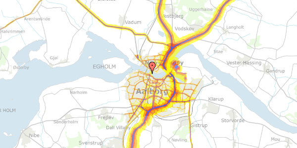 Trafikstøjkort på Østre Kanalgade 16, st. , 9000 Aalborg