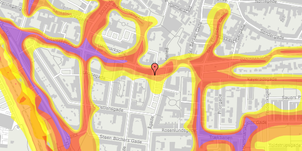 Trafikstøjkort på Ågade 2, kl. , 9000 Aalborg