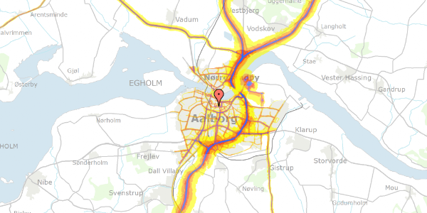 Trafikstøjkort på Ågade 25, 3. th, 9000 Aalborg