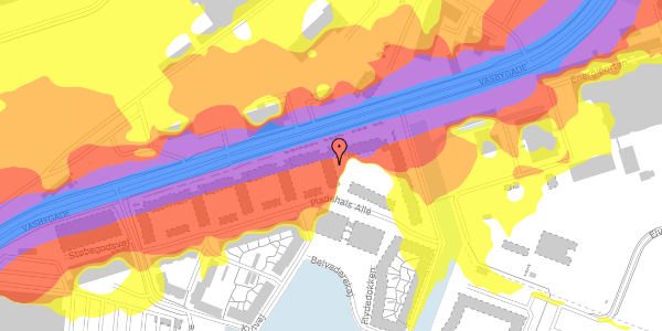 Trafikstøjkort på Pladehals Allé 47, 6. th, 2450 København SV