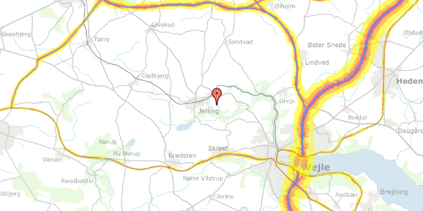 Trafikstøjkort på Rønnelunden 14, 7300 Jelling