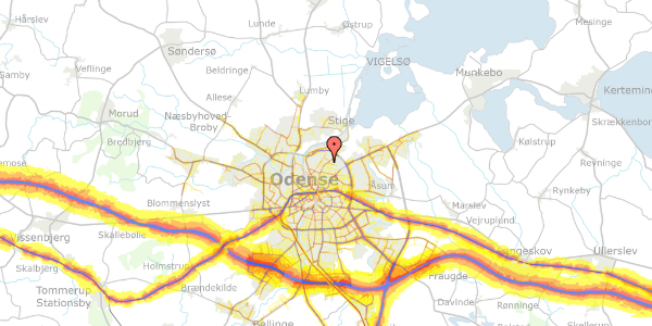 Trafikstøjkort på Drejøgade 1A, st. 11, 5000 Odense C