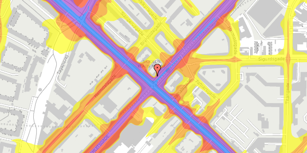 Trafikstøjkort på Haraldsgade 1, 6. , 2200 København N