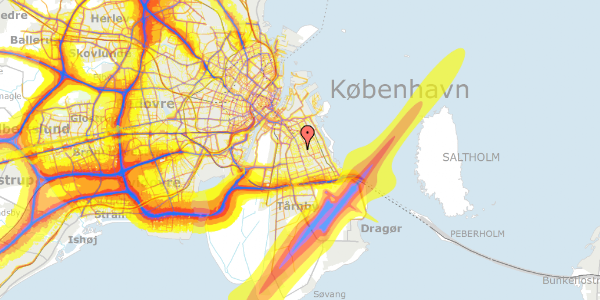 Trafikstøjkort på Rodosvej 7A, 2300 København S