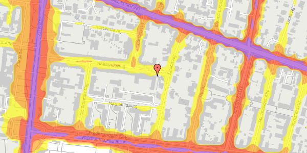 Trafikstøjkort på Hollændervej 3, 1855 Frederiksberg C