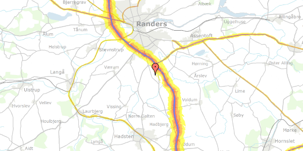 Trafikstøjkort på Karlsbergvej 57, 8940 Randers SV