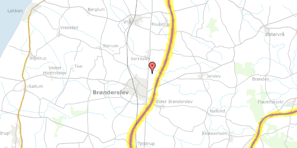 Trafikstøjkort på Hermesvej 18, 9700 Brønderslev