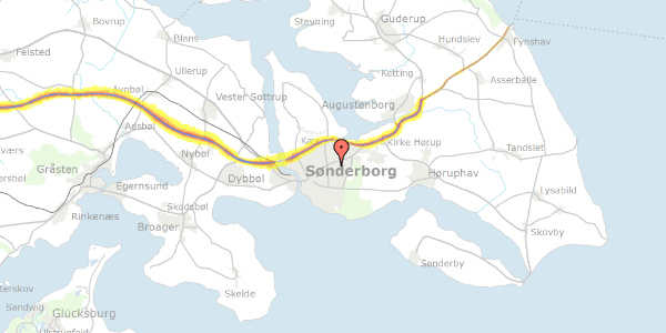 Trafikstøjkort på Sjællandsgade 26, 6400 Sønderborg