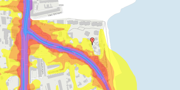 Trafikstøjkort på Strandpromenaden 65, 2. th, 2100 København Ø