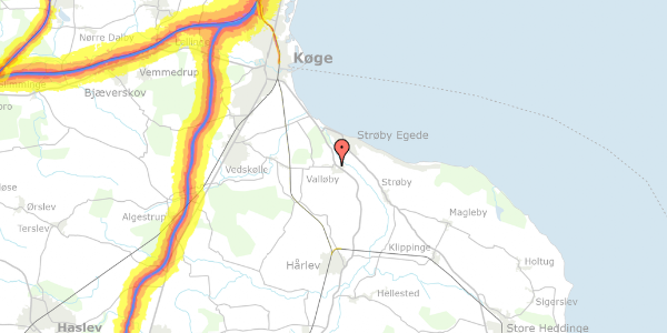 Trafikstøjkort på Vallørækken 1A, 4600 Køge
