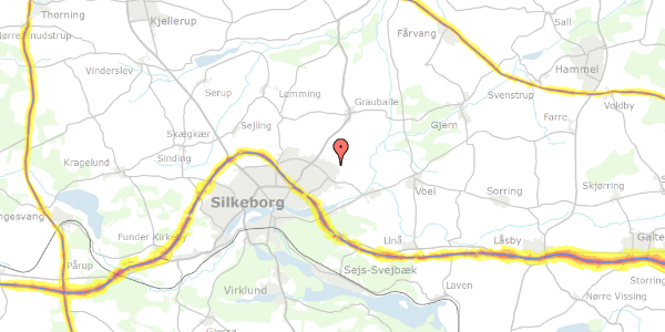 Trafikstøjkort på Kirunavej 49, 8600 Silkeborg