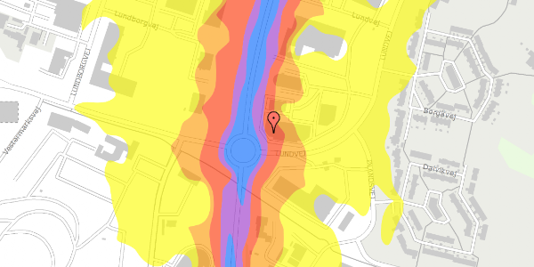 Trafikstøjkort på Lundvej 54, 8800 Viborg