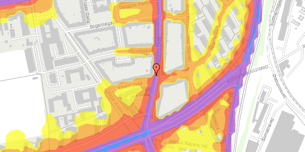 Trafikstøjkort på Hans Broges Gade 20, st. , 8000 Aarhus C