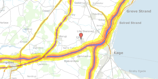 Trafikstøjkort på Skovvang 3, 4623 Lille Skensved