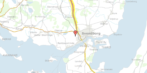 Trafikstøjkort på Anna Christiane Vej 15, 5700 Svendborg