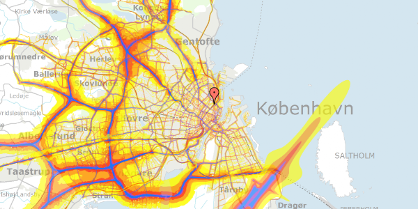 Trafikstøjkort på Lundsgade 9A, 1. , 2100 København Ø