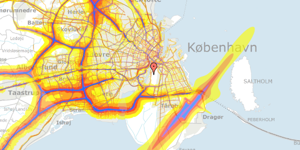 Trafikstøjkort på Niels Neergaards Gade 6, 2300 København S