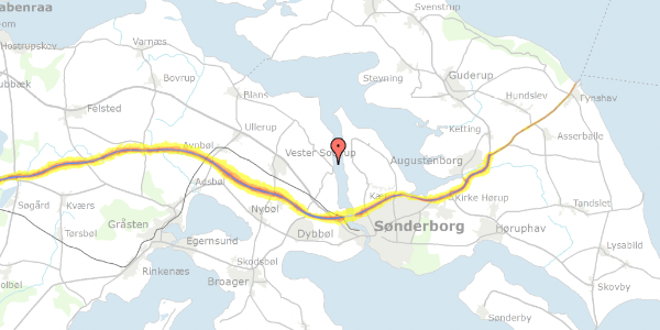 Trafikstøjkort på Sandbjergvej 107, 6400 Sønderborg