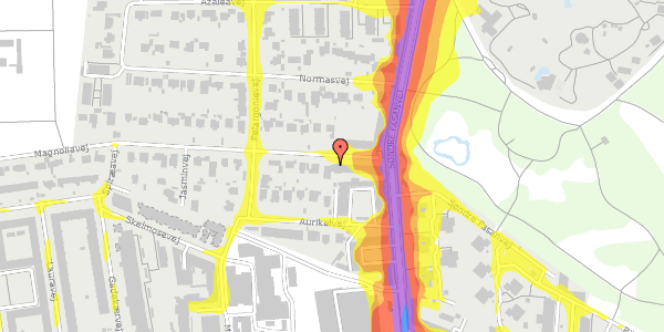 Trafikstøjkort på Magnoliavej 9A, 2000 Frederiksberg