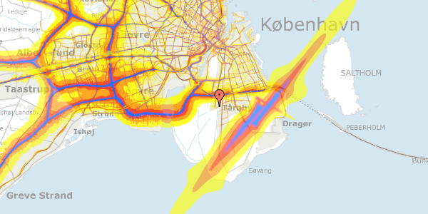 Trafikstøjkort på Robert Jacobsens Vej 61, st. 12, 2300 København S