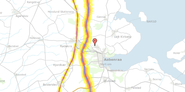 Trafikstøjkort på Wilhelm Johannsens Vej 126, 6200 Aabenraa