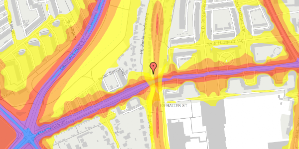 Trafikstøjkort på Hf. Zenia-Lindevang 2, 2000 Frederiksberg