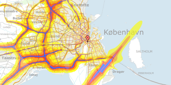 Trafikstøjkort på Egilsgade 17, 3. , 2300 København S