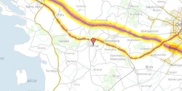 Trafikstøjkort på Troldebakken 38, 5560 Aarup
