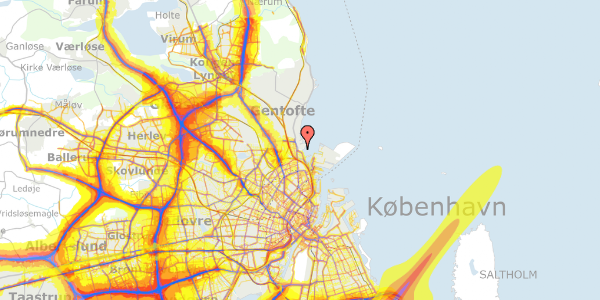 Trafikstøjkort på Scherfigsvej 13, 1. tv, 2100 København Ø