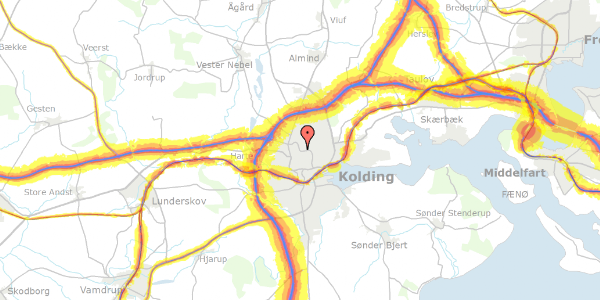 Trafikstøjkort på Bertram Knudsens Vej 24, 1. th, 6000 Kolding