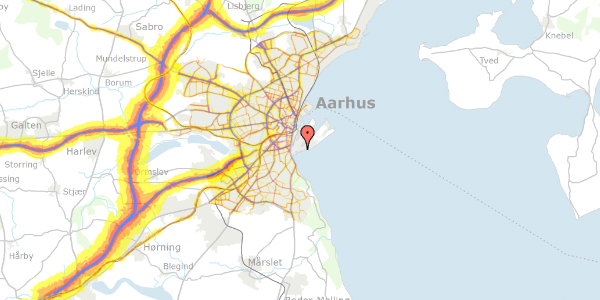 Trafikstøjkort på Marselisborg Havnevej 65, 8000 Aarhus C